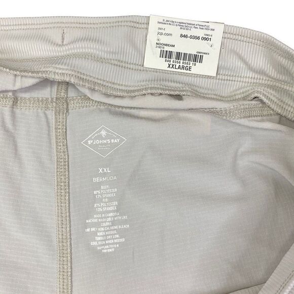 NWT Men’s Bermuda Short XXL Mid Rise Easy Fit Beige Moonbeam Elastic Tie Waist - Picture 3 of 4